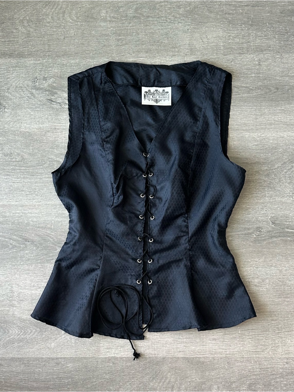 Vintage UK The Last Curtain London Navy Lace-Up Sleeveless Vest Top